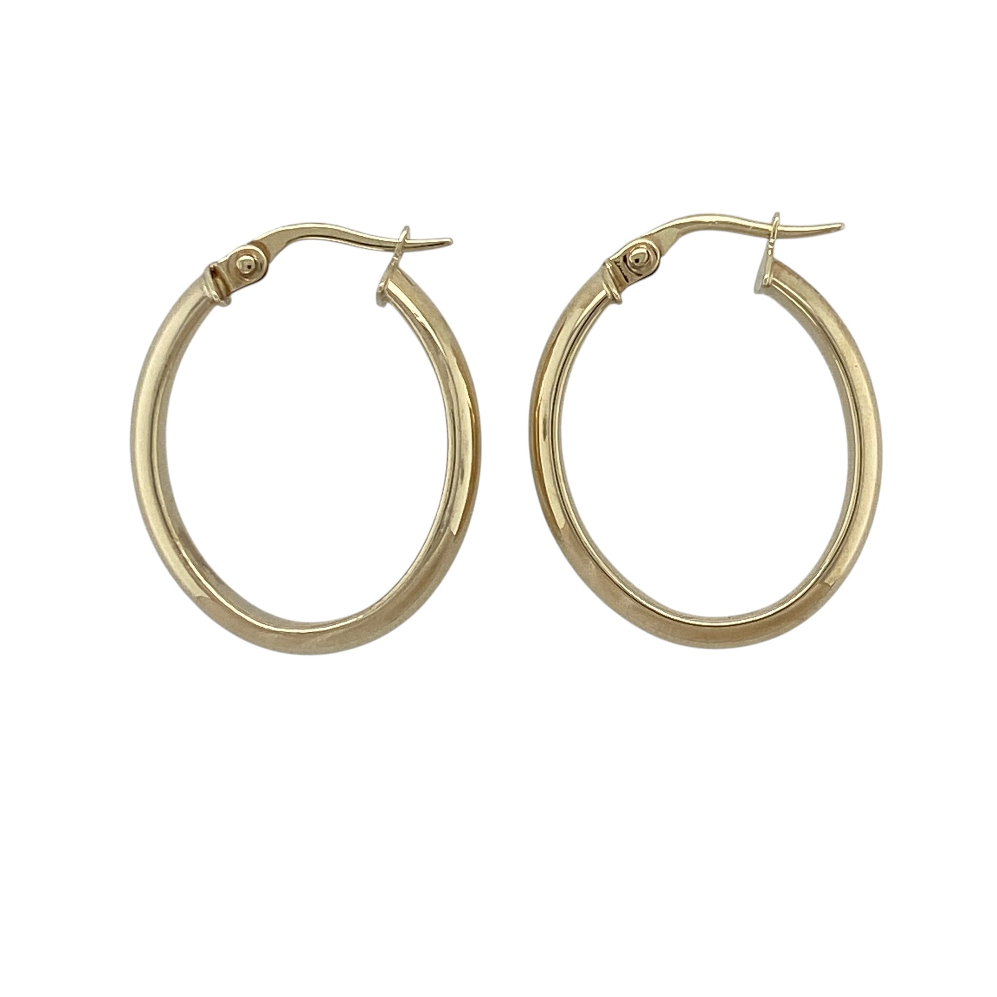 9ct Gold Plain Oval Creole Earrings
