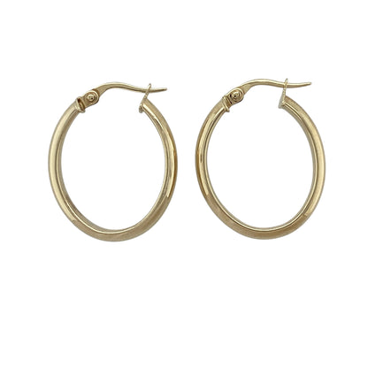 9ct Gold Plain Oval Creole Earrings