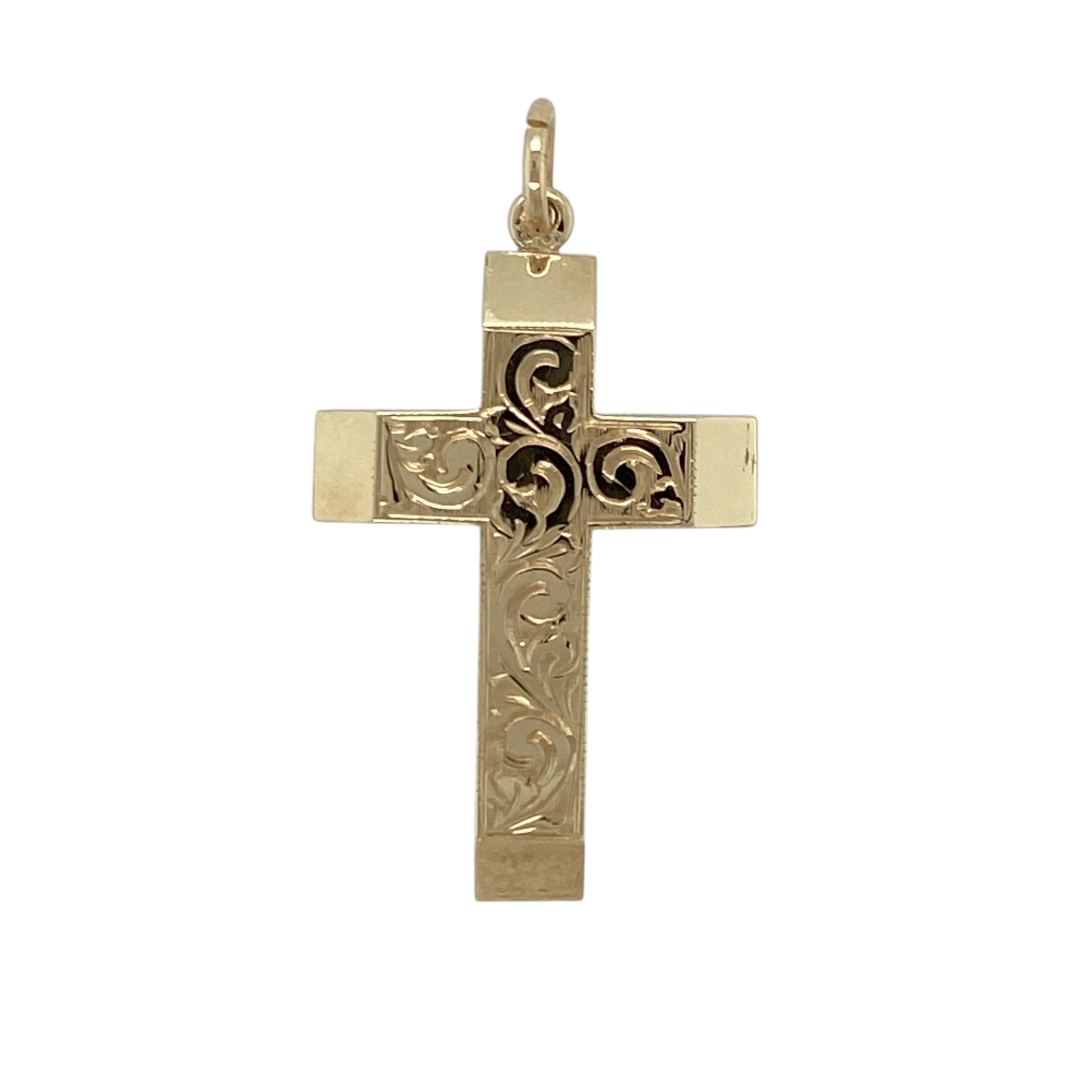 9ct Gold Patterned Cross Pendant