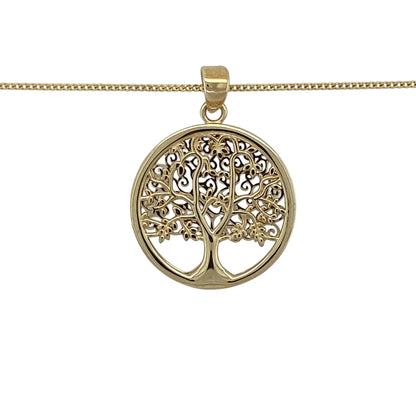 Add a meaningful and stylish touch to your jewellery collection with this pre-owned 9ct yellow gold Tree of Life pendant necklace—an elegant piece symbolising growth, strength, and connection.

Design: This necklace features a beautifully detailed Tree of Life pendant measuring approximately 2.5cm in length including the bail, creating a striking yet refined focal point.
Material: Made from 9-carat yellow gold, the polished finish enhances the intricate design while adding a warm and classic appeal.