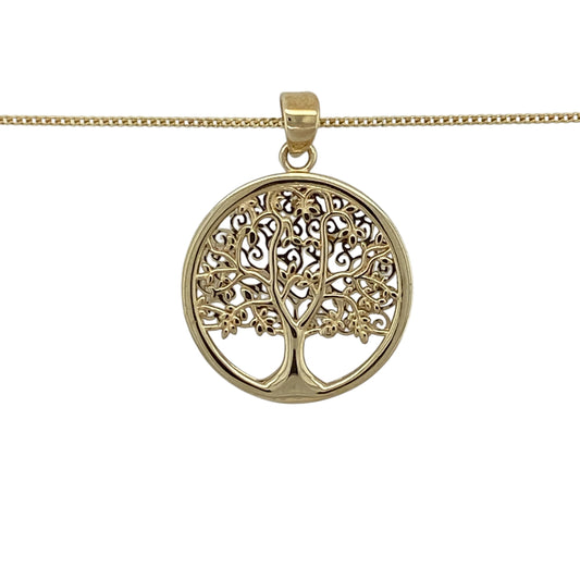 Add a meaningful and stylish touch to your jewellery collection with this pre-owned 9ct yellow gold Tree of Life pendant necklace—an elegant piece symbolising growth, strength, and connection.

Design: This necklace features a beautifully detailed Tree of Life pendant measuring approximately 2.5cm in length including the bail, creating a striking yet refined focal point.
Material: Made from 9-carat yellow gold, the polished finish enhances the intricate design while adding a warm and classic appeal.