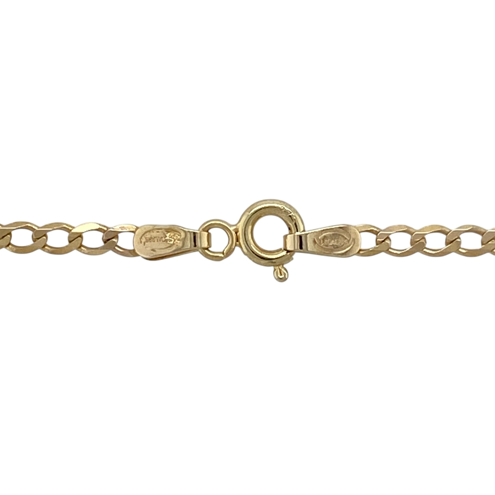 Add classic style and everyday versatility to your jewellery collection with this pre-owned 9ct yellow gold curb chain—an elegant and easy-to-wear piece perfect for any occasion.

Design: This 22" chain features traditional curb links, closely interlocked to create a smooth and structured look. The 2mm width offers a fine yet noticeable presence on the neckline.
Material: Made from 9-carat yellow gold, the polished finish enhances the rich golden tone while highlighting the clean and timeless link design.