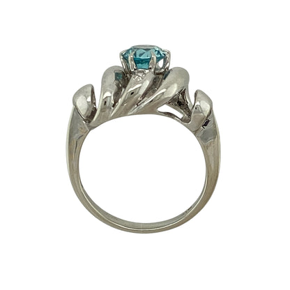 18ct White Gold Diamond & Blue Topaz Set Ring