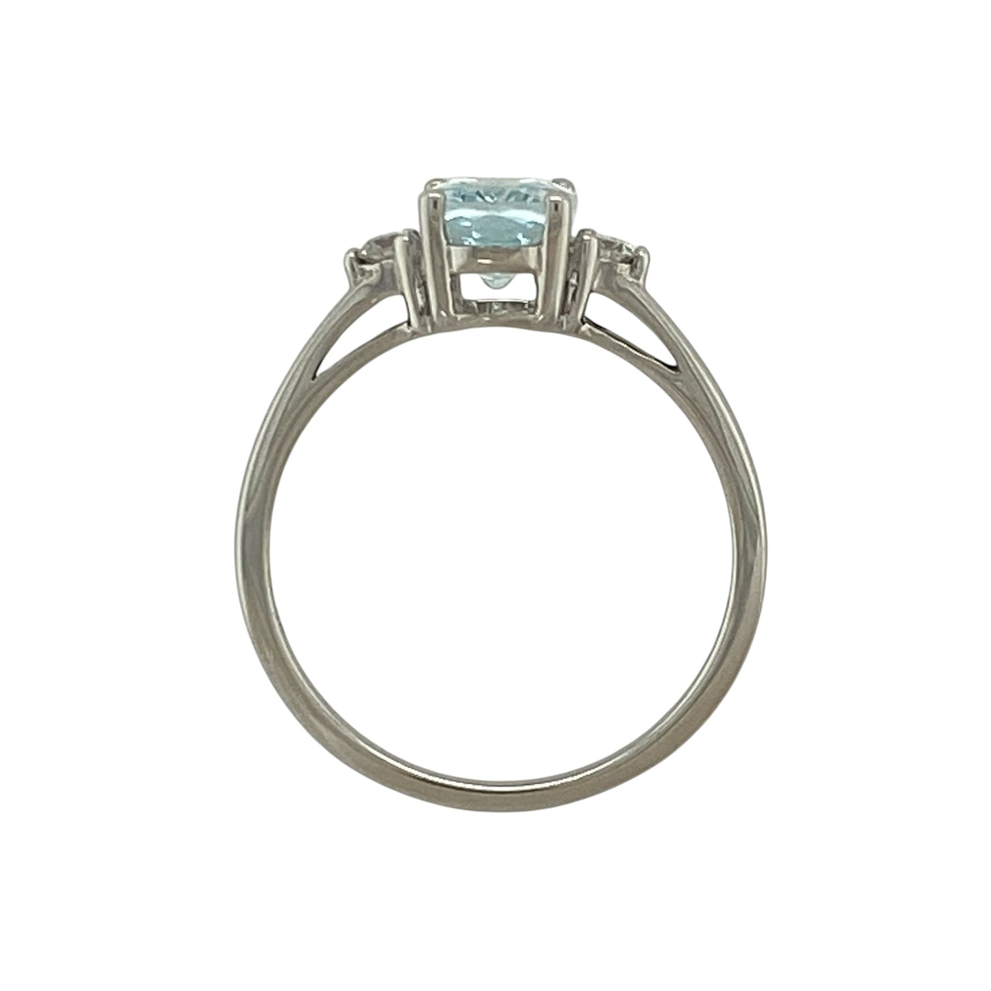 9ct White Gold Diamond & Aquamarine Set Ring