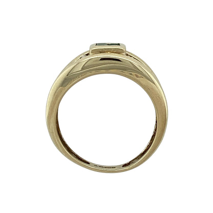 9ct Gold Diamond & Emerald Set Band Ring