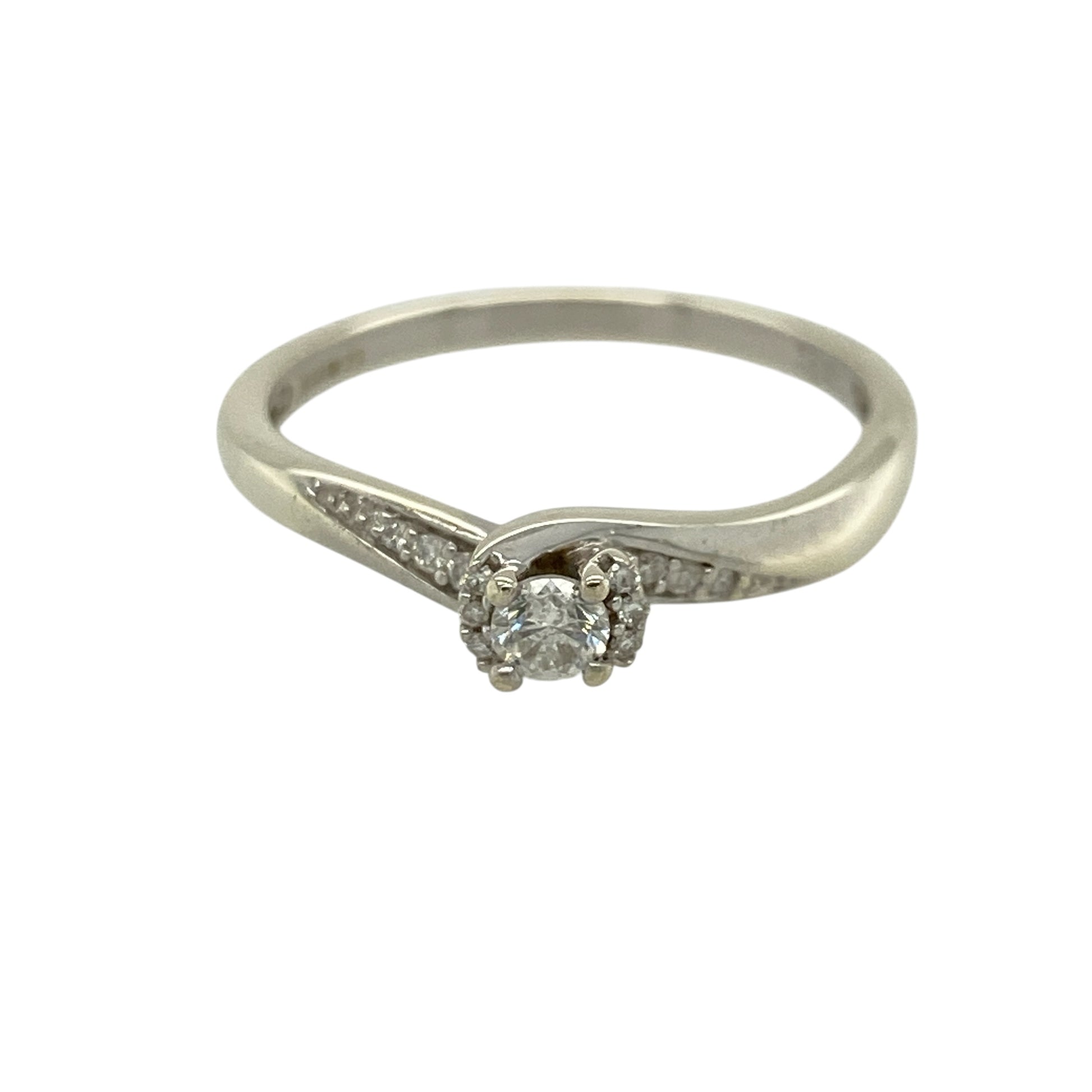 9ct White Gold & Diamond Set Solitaire Ring