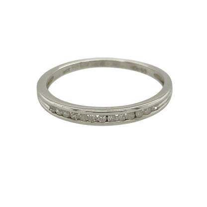 9ct White Gold & Diamond Set Band Ring