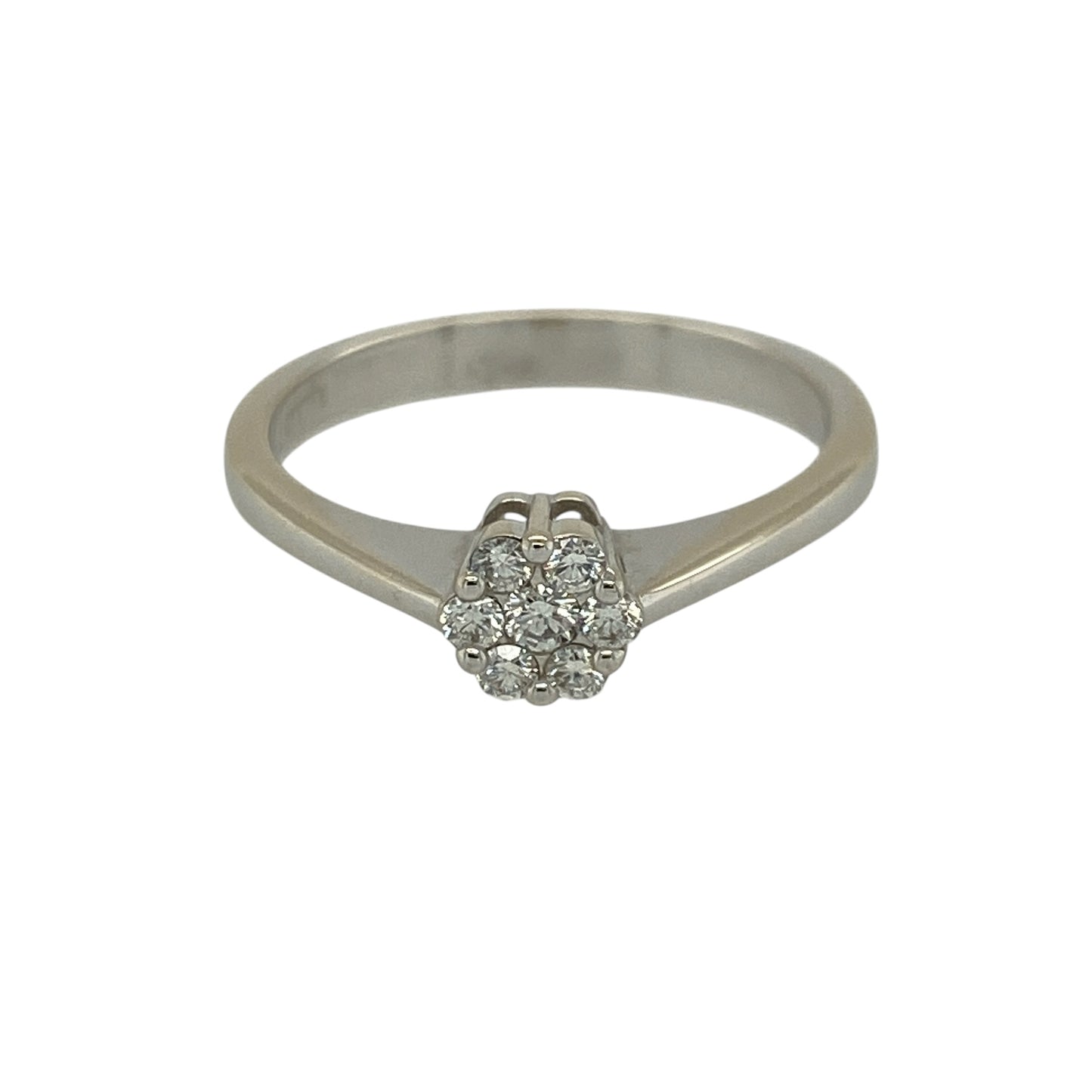 18ct White Gold & Diamond Set Illusion Cluster Ring