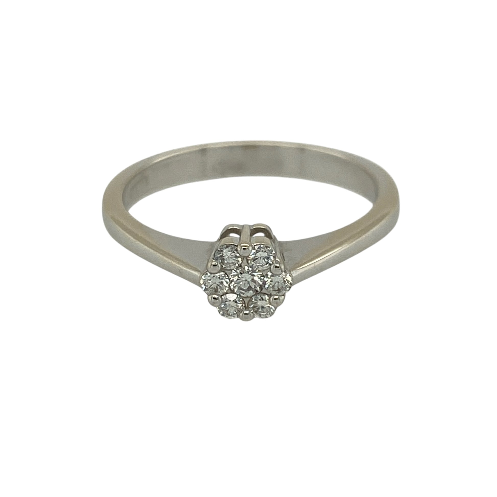 18ct White Gold & Diamond Set Illusion Cluster Ring
