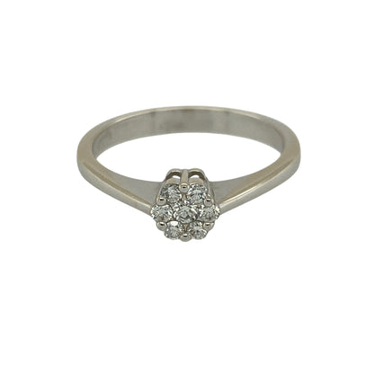18ct White Gold & Diamond Set Illusion Cluster Ring