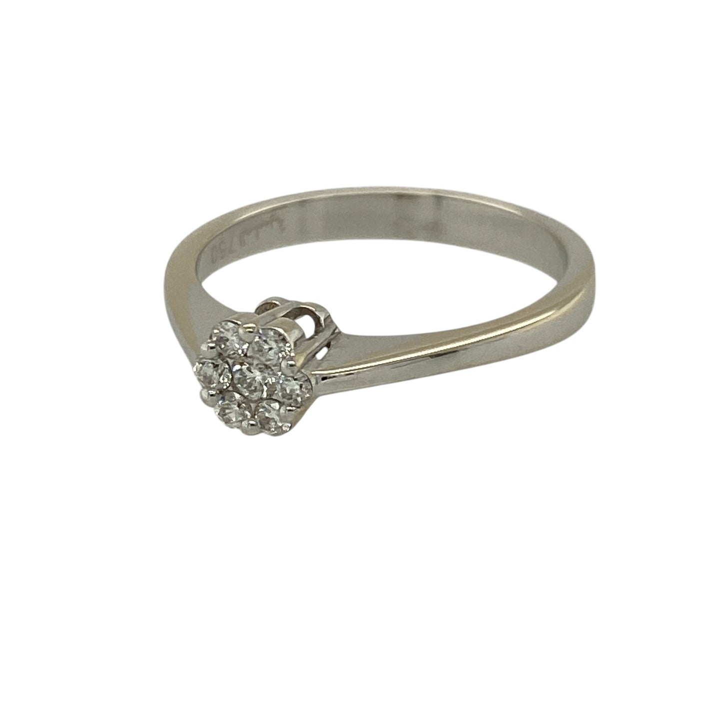 Add refined sparkle and timeless elegance to your jewellery collection with this pre-owned 18ct white gold diamond set illusion cluster ring—an eye-catching piece perfect for everyday wear or special occasions.

Design: This ring features a circular illusion cluster setting measuring approximately 6mm in diameter, designed to enhance the overall appearance and brilliance of the diamonds for a larger, more radiant look.