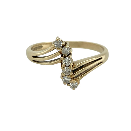 9ct Gold & Diamond Set Six Stone Twist Ring