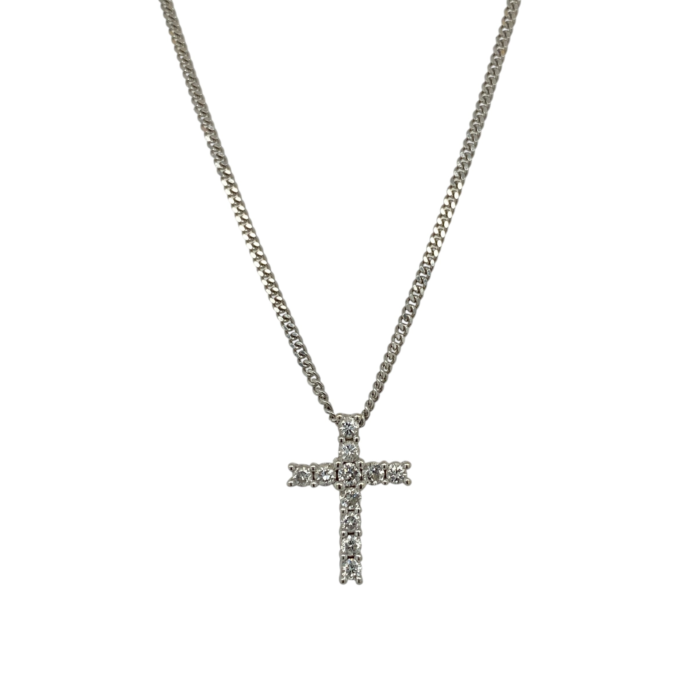 9ct White Gold & Diamond Set Cross 18