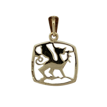 Add a touch of heritage and symbolism to your jewellery collection with this pre-owned 9ct yellow gold Welsh dragon square pendant—an eye-catching and meaningful piece perfect for everyday wear.

Design: This pendant features a square shape showcasing the iconic Welsh dragon motif, creating a bold and distinctive look with strong cultural significance.
Material: Made from 9-carat yellow gold, the polished finish enhances the detailing while adding a warm and traditional appeal.