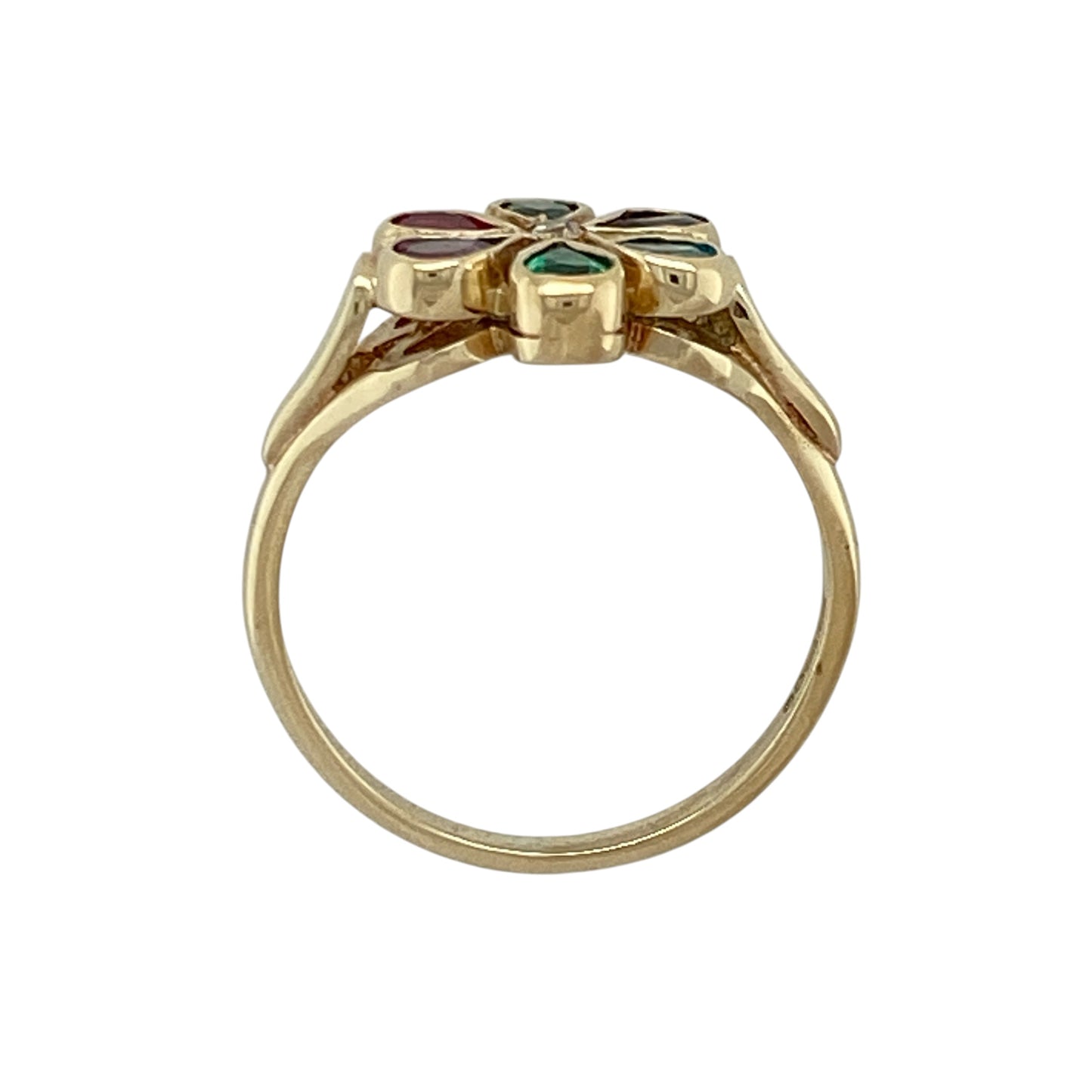 9ct Gold & Gemstone Set Flower Ring