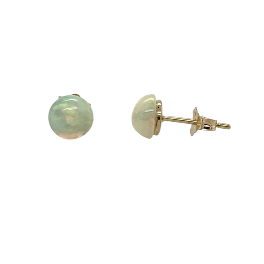 9ct Gold & Opalique Set Round Stud Earrings
