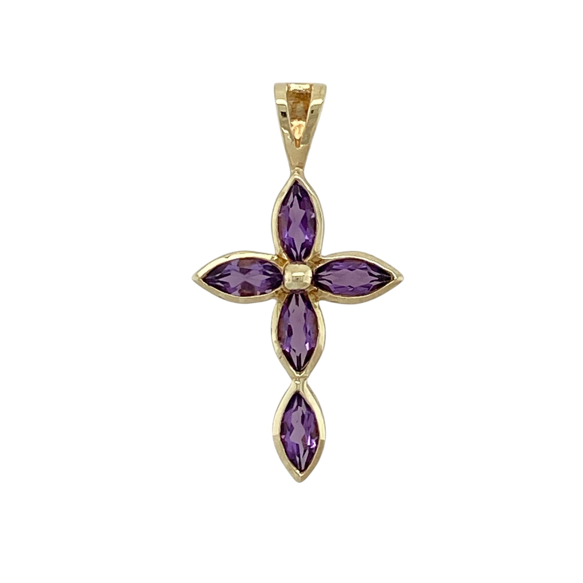 9ct Gold & Amethyst Set Cross Pendant