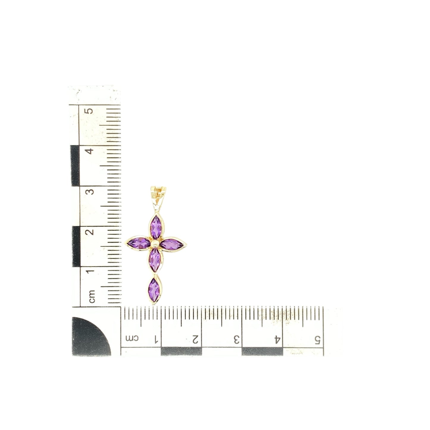 9ct Gold & Amethyst Set Cross Pendant