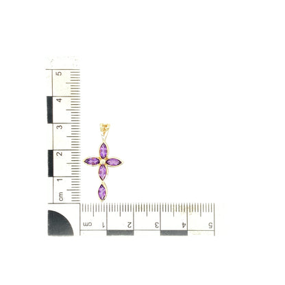 9ct Gold & Amethyst Set Cross Pendant