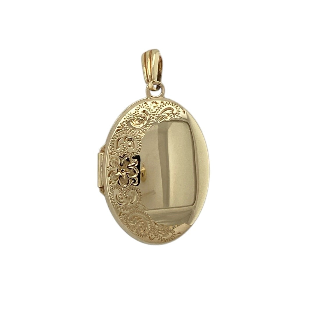 9ct Gold Patterned Oval Locket