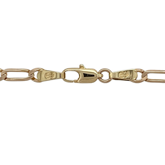 Add classic style with a distinctive twist to your jewellery collection with this pre-owned 9ct yellow gold Figaro chain—an elegant and versatile piece perfect for everyday wear.

Design: This 20" chain features the traditional Figaro link pattern, combining alternating short and elongated links to create a stylish and recognisable look. The 3mm width offers a refined yet noticeable presence on the neckline.
