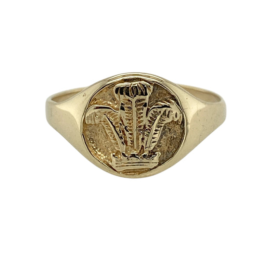 9ct Gold Welsh Three Feathers Signet Ring