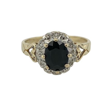 9ct Gold Diamond & Sapphire Set Cluster Ring