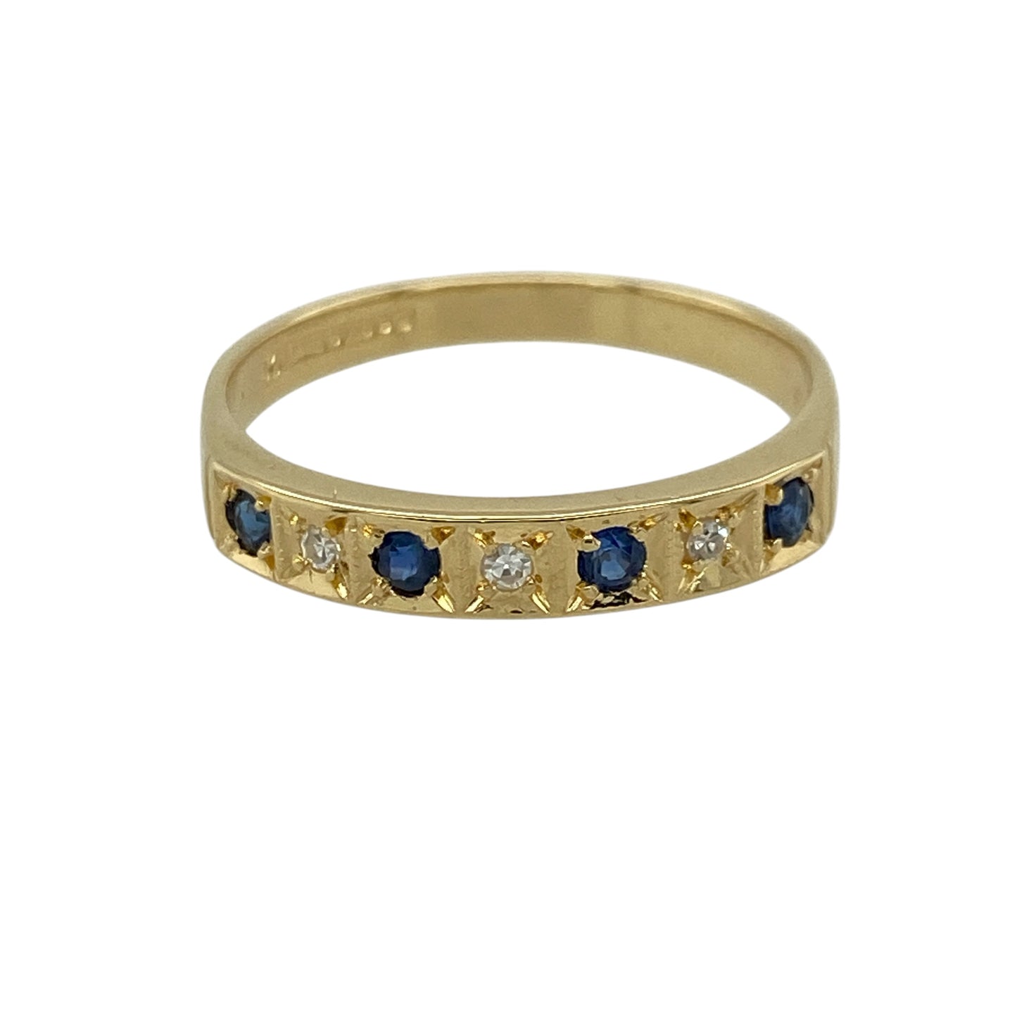 18ct Gold Diamond & Sapphire Set Band Ring