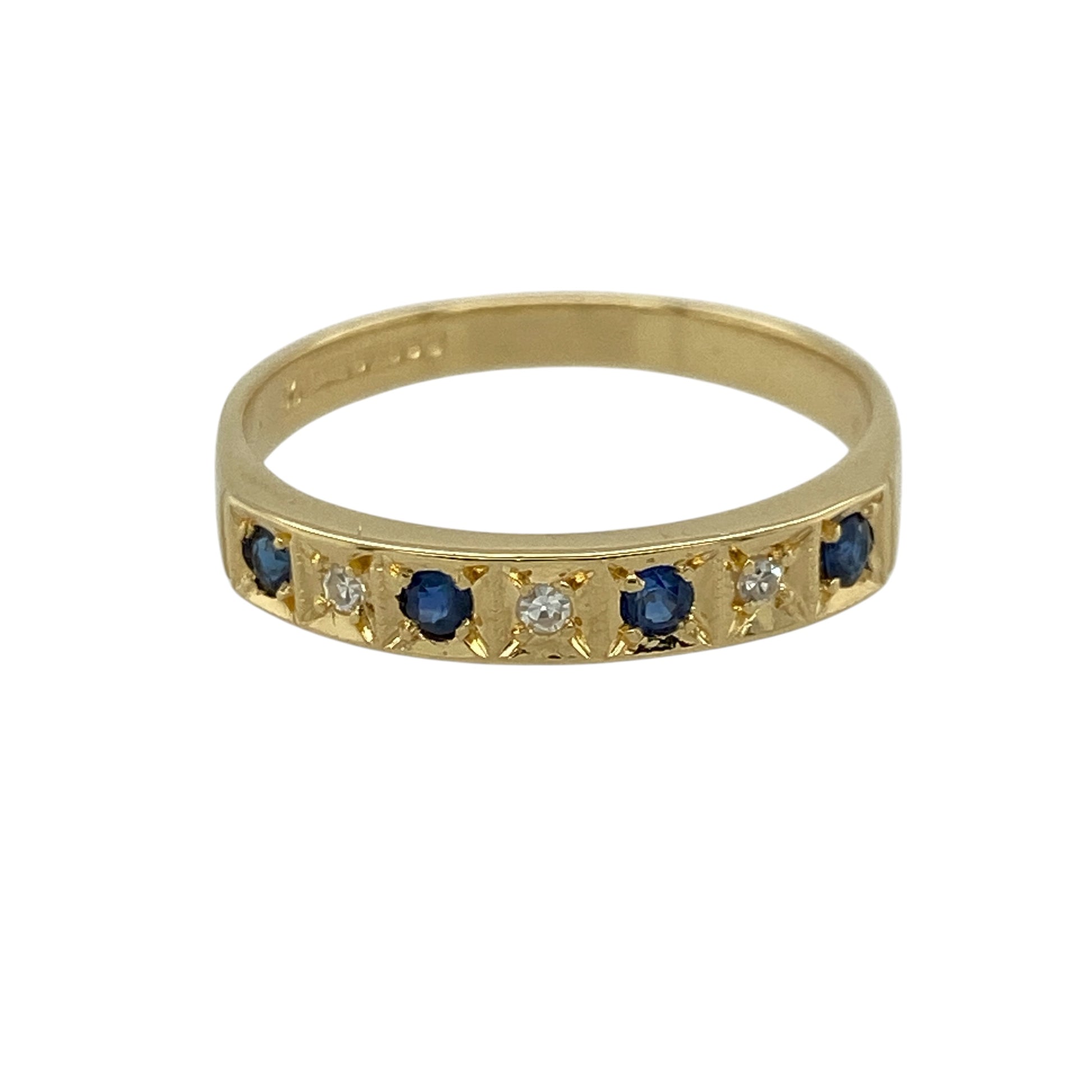 18ct Gold Diamond & Sapphire Set Band Ring