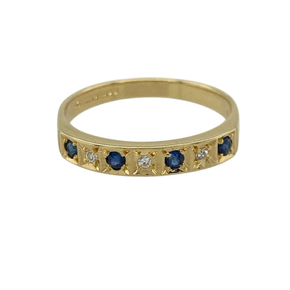 18ct Gold Diamond & Sapphire Set Band Ring