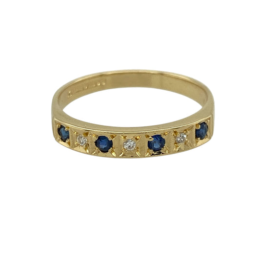 18ct Gold Diamond & Sapphire Set Band Ring