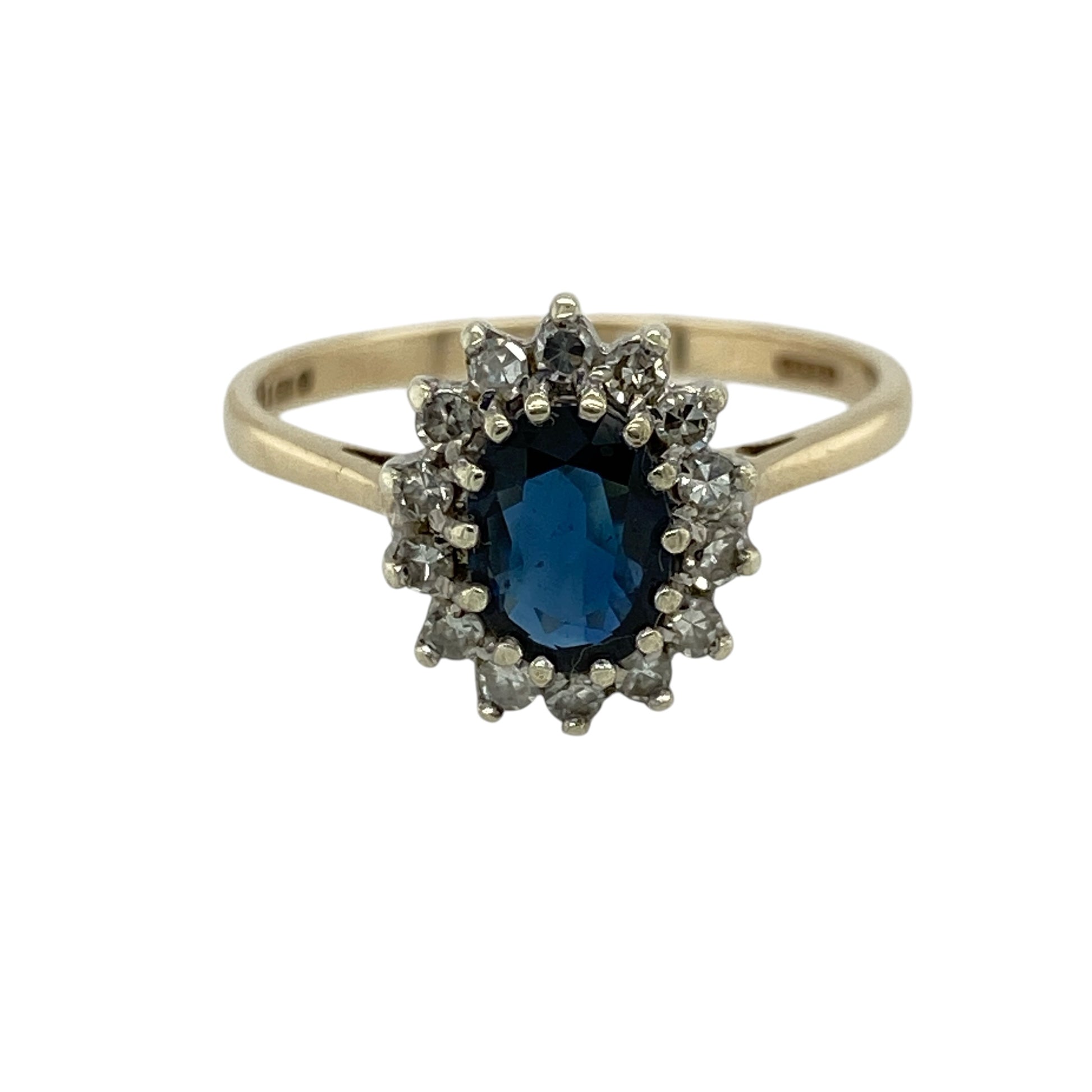 9ct Gold Diamond & Sapphire Set Cluster Ring
