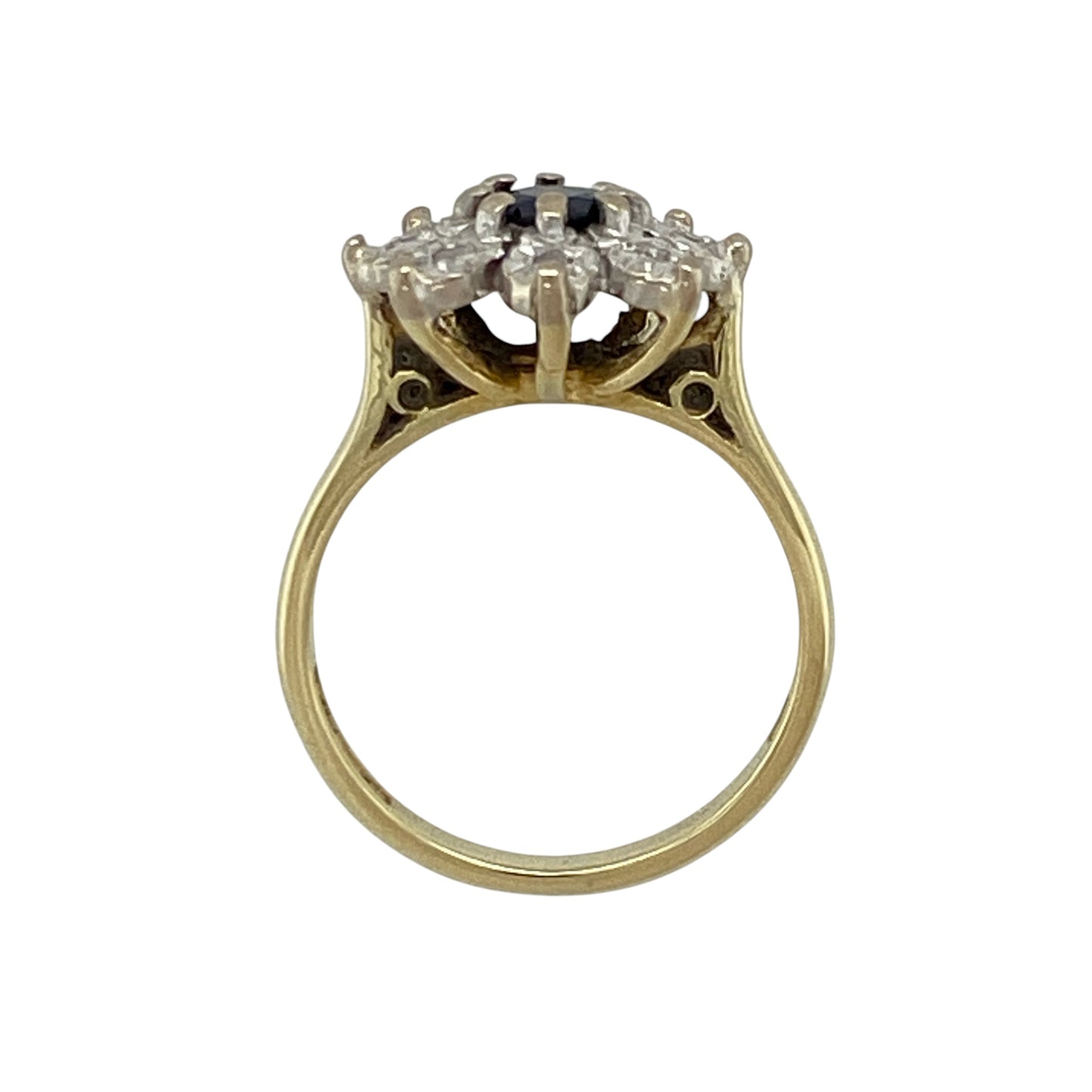 18ct Gold Diamond & Sapphire Set Cluster Ring