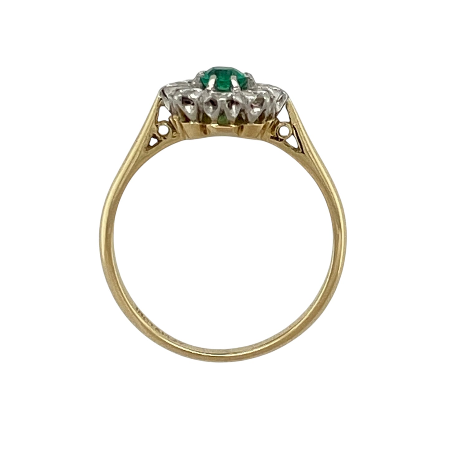 18ct Gold Diamond & Emerald Set Cluster Ring