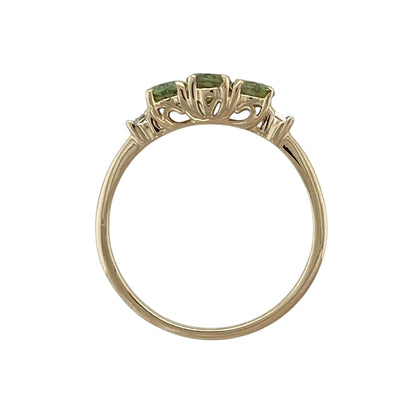 9ct Gold Diamond & Peridot Set Trilogy Ring
