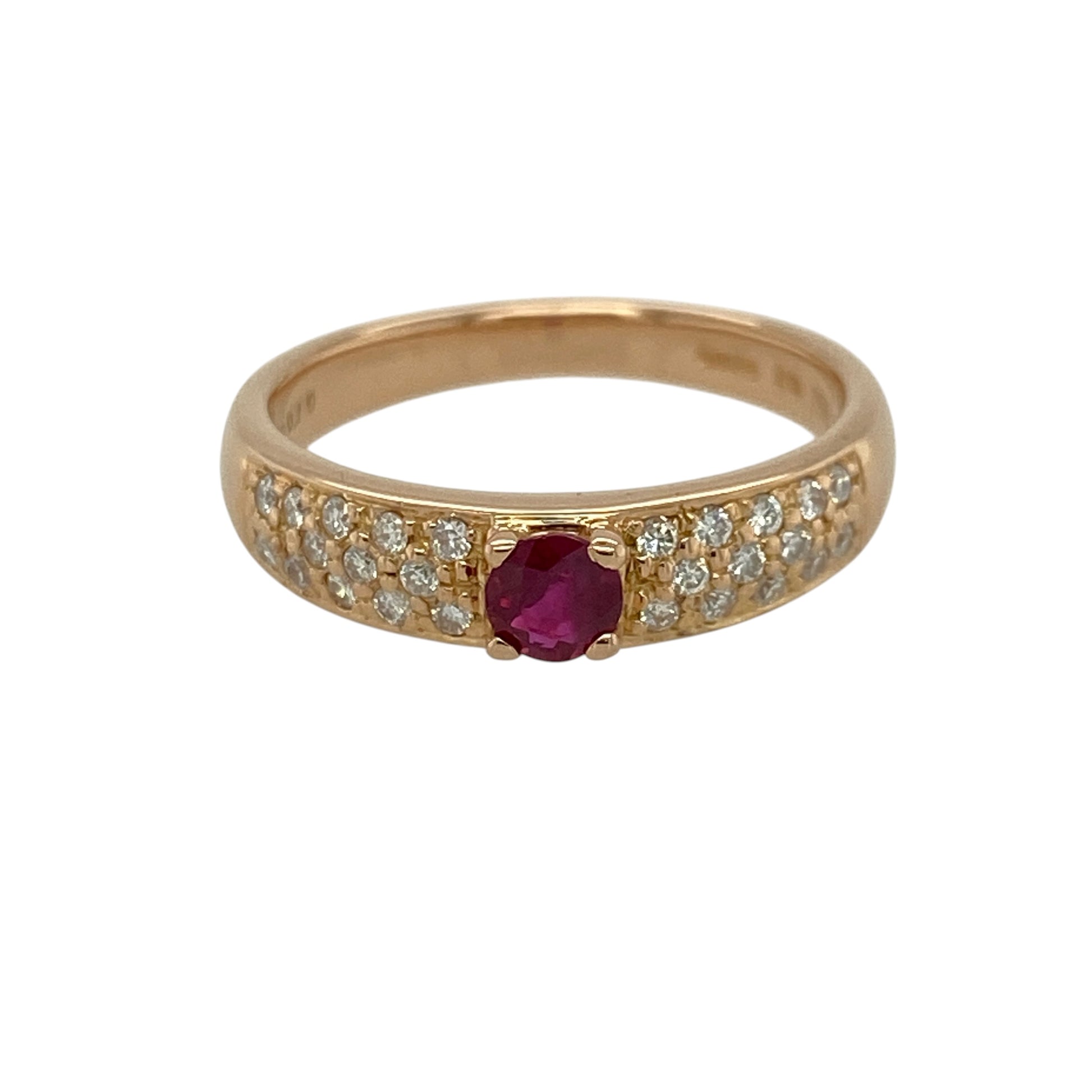 18ct Gold Diamond & Ruby Set Band Ring