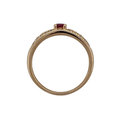 18ct Gold Diamond & Ruby Set Band Ring