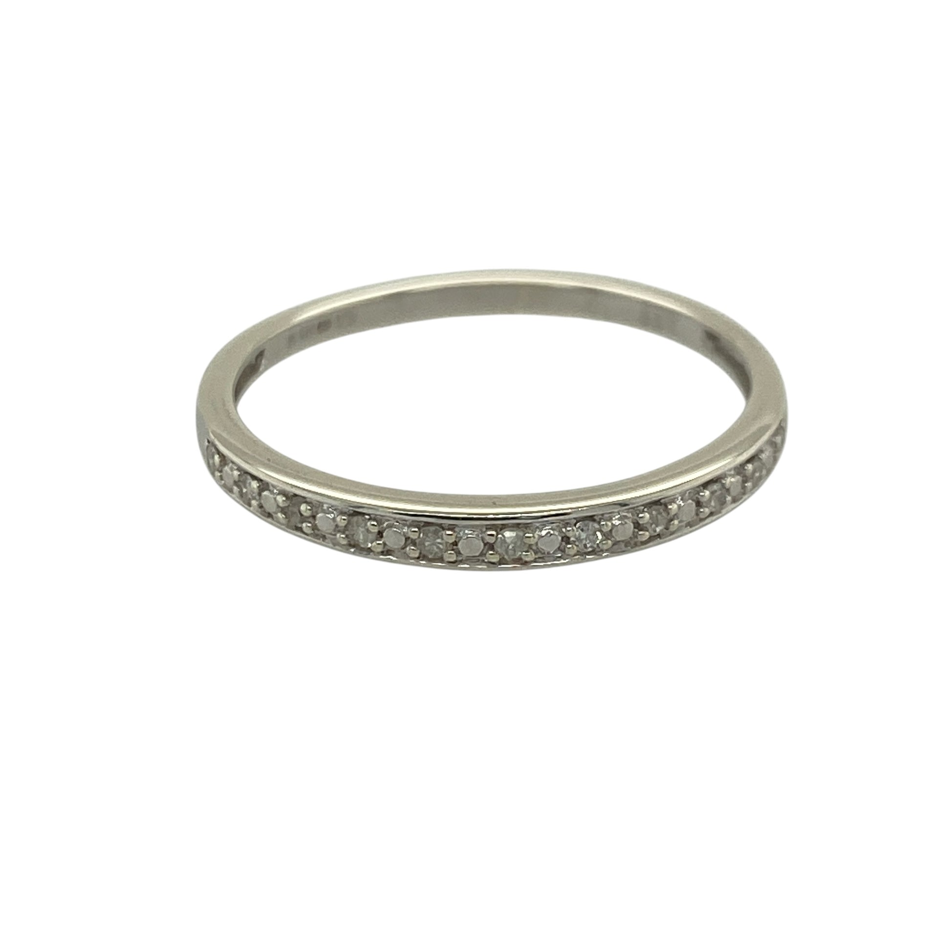 9ct White Gold & Diamond Set Band Ring