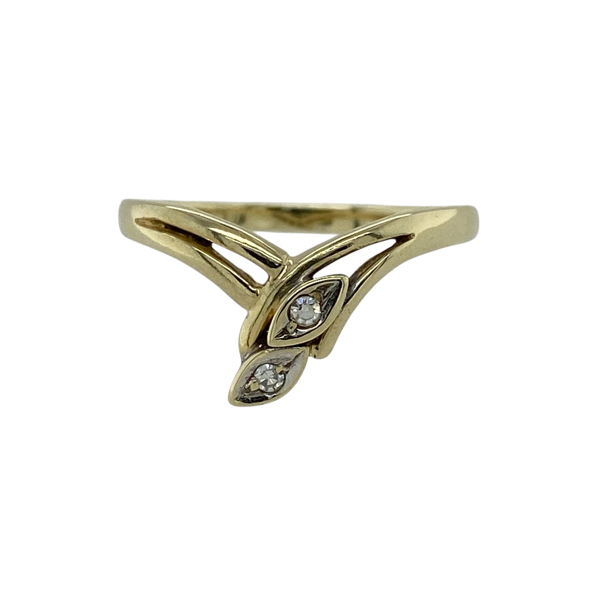 9ct Gold & Diamond Set Wishbone Style Ring