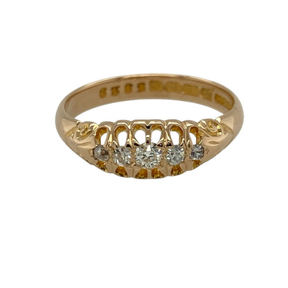 18ct Gold & Diamond Set Five Stone Vintage Ring