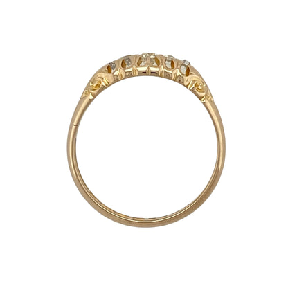 18ct Gold & Diamond Set Five Stone Vintage Ring
