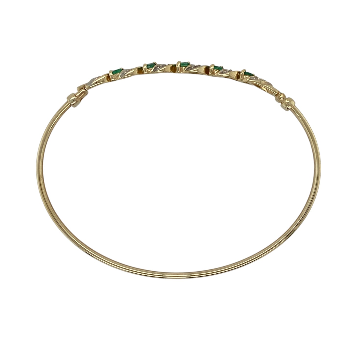 9ct Gold Diamond & Emerald Set Bangle
