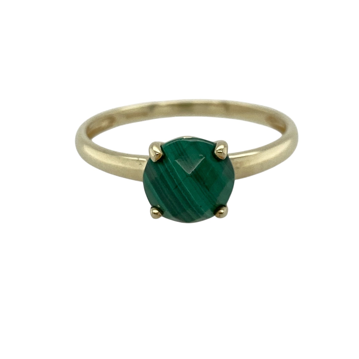 9ct Gold & Malachite Set Solitaire Ring