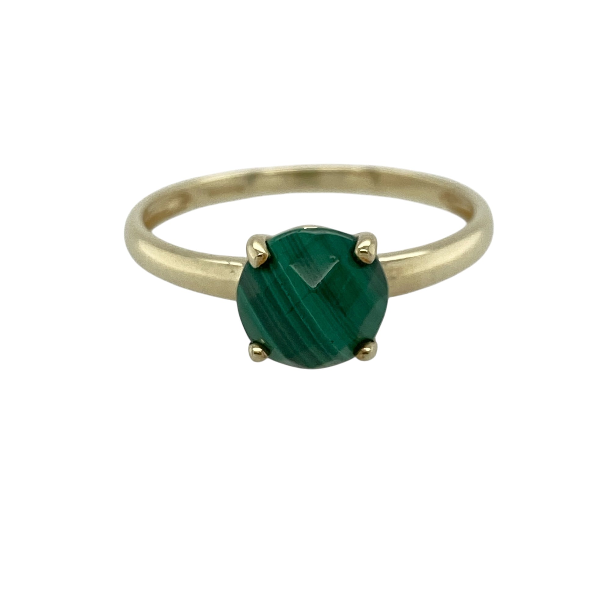 9ct Gold & Malachite Set Solitaire Ring