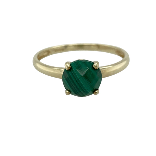 9ct Gold & Malachite Set Solitaire Ring