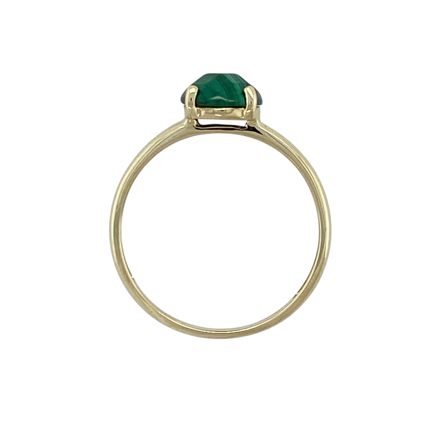 9ct Gold & Malachite Set Solitaire Ring