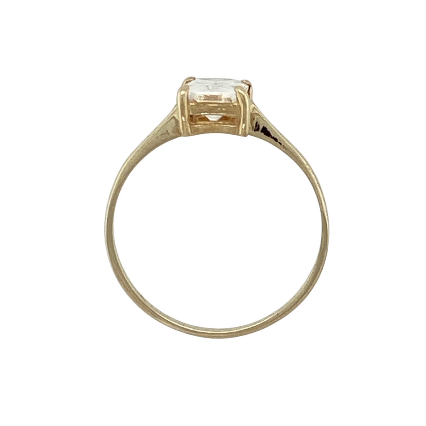 9ct Gold & Cubic Zirconia Set Emerald Cut Solitaire Ring