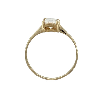 9ct Gold & Cubic Zirconia Set Emerald Cut Solitaire Ring