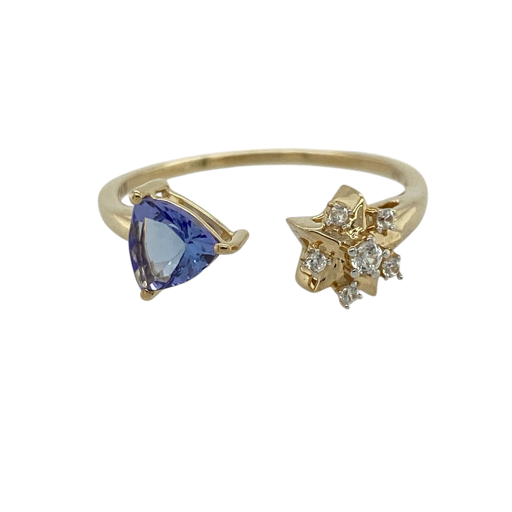 9ct Gold Tanzanite & Cubic Zirconia Set Torque Ring