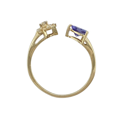 9ct Gold Tanzanite & Cubic Zirconia Set Torque Ring